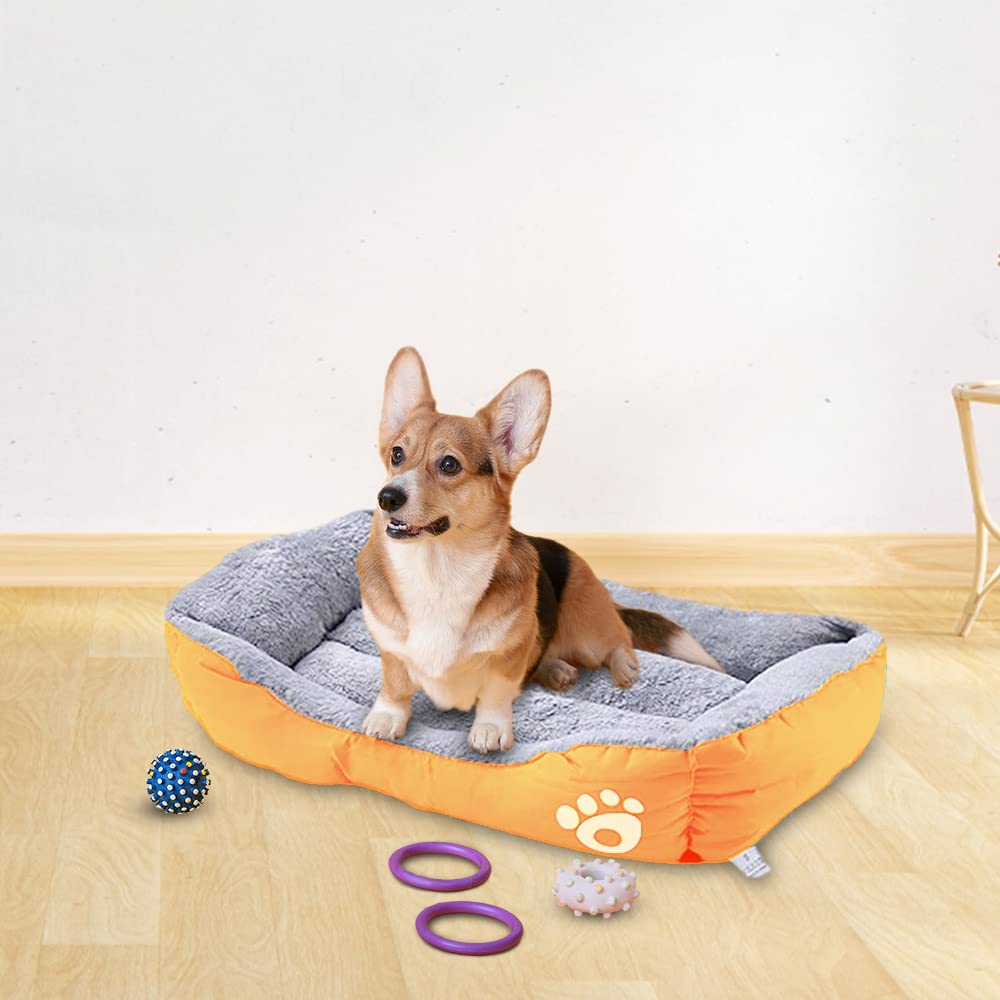 Kuber Industries Dog & Cat Bed|Super Soft Plush Top Pet Bed|Oxford Cloth Polyester Filling|Machine Washable Dog Bed|Rectangular Cat Bed with Rise-Edge Pillow|QY036OR-M|Orange (B0BPHVQR33) Amazon Price History, Amazon Price Tracker
