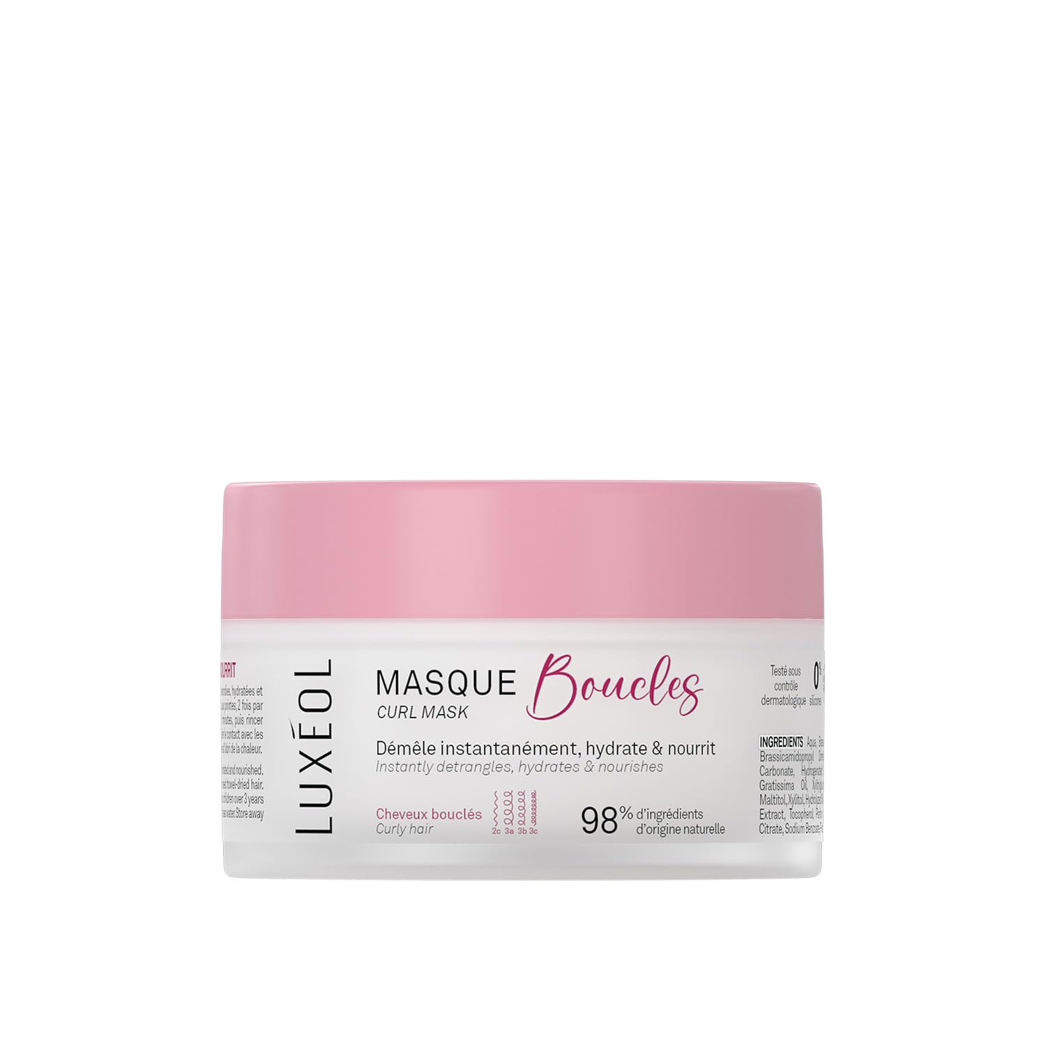 Luxéol - Masque Cheveux Bouclés - Nourrit, Hydrate & Démêle Instantanément Les Boucles - Limite les Frisottis - Parfum Gourmand - Méthode Curly Hair - Sans Silicones - Fabriqué en France - 200 ml