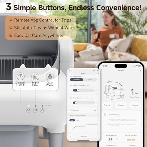 Image of Automatic Cat Litter Box,Self Cleaning Litter Box for Multiple Cats with Open Top Design,App Control and Safety Protection,Ultra-Quiet,Easy Setup,Light Gray