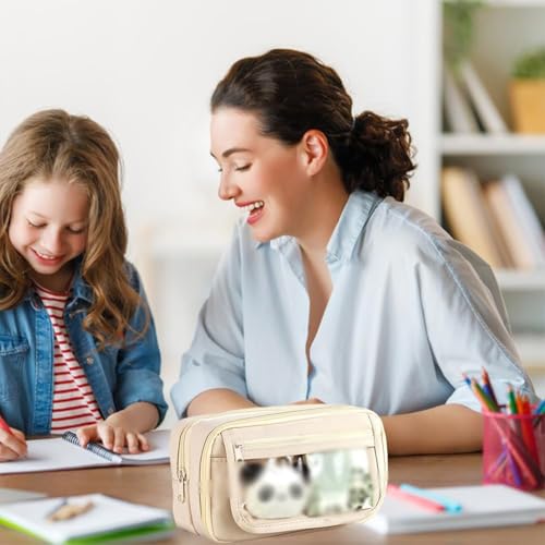 Image of Zibuyu Large Capacity Pencil Pouch for Girls & Boys, Fashion 9-Layer Pencil Case with Clear Mesh Pockets, Multipurpose Organizer for Stationery Items, Makeup, Accessories, White