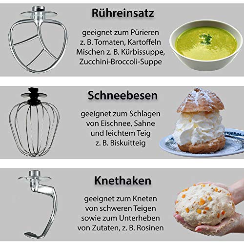 Syntrox Germany leistungsstarke Küchenmaschine Knetmaschine Mixer mit Fleischwolf in zeitlosem Design mit 5,5 Liter… – Bild 8