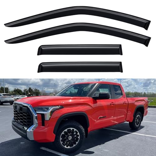 Image of Window Visors Rain Guards for 2022-2026 Toyota Tundra Double Cab, Out-Channel Window Vent Wind Deflectors Visors Shades for 22 23 24 25 26 Tundra Extended Cab