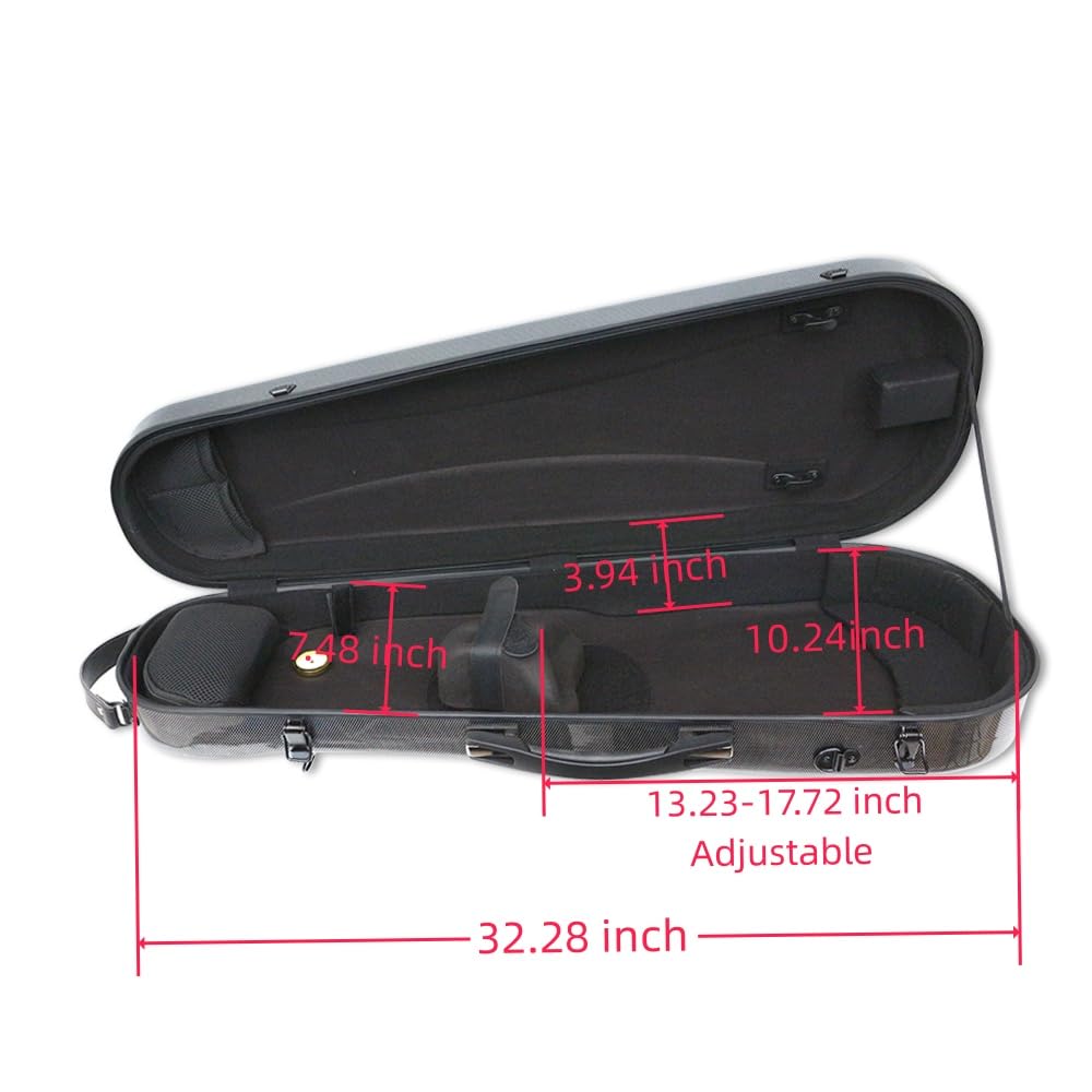 Viola Case - Caja de viola ligera de fibra de carbono de 16 pulgadas para viola de 15 a 17 pulgadas, tamaño de 2,3 kg