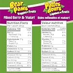 Bear Paws Veggies & Fruits, baies mélangées et yogourt - Sacs à biscuits doux, collations scolaires, fabriqués avec de vrais légumes et fruits, Fièrement Canadian Company, sans arachide, 168g, 6 Poussières