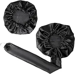 Kit 1 Touca Difusora + 1 Touca Cetim Seda Anti Frizz Preta