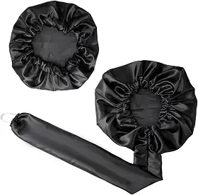 Kit 1 Touca Difusora + 1 Touca Cetim Seda Anti Frizz Preta