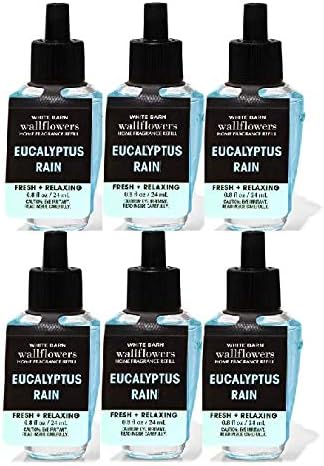 Bath and Body Works 6 Pack, Eucalyptus & Rain Wallflowers (0.8 fl oz / 24 ml) Fragrance Refill