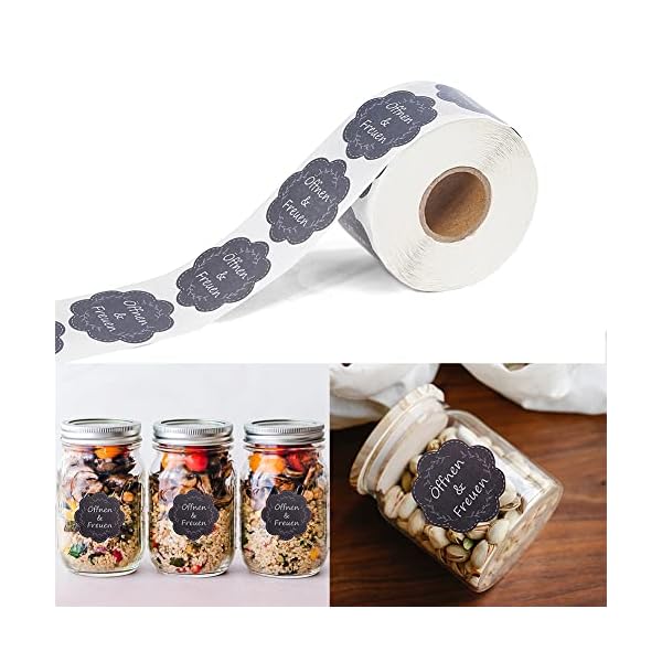 Öffnen und Freuen Aufkleber 600 Stück 40mm Blumenförmige Etiketten auf Rolle Geschenkaufkleber Selbstklebend ideal für Geschenkverpackung,Hochzeit,Überraschung,Individuelles Design – Bild 3