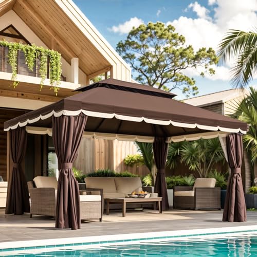 10x13 Gazebo for Patio, Outdoor Gazebo with Mosquito Netting &