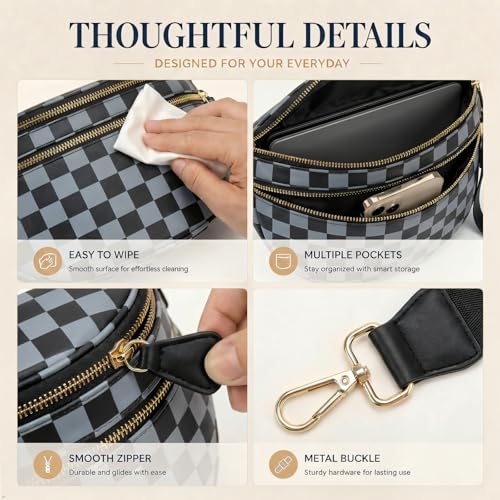 Image of Womens Crossbody Bag, Spacious Nylon Bum Bag Trendy Shoulder Purse with Adjustable Strap Zipped Travel Essentials