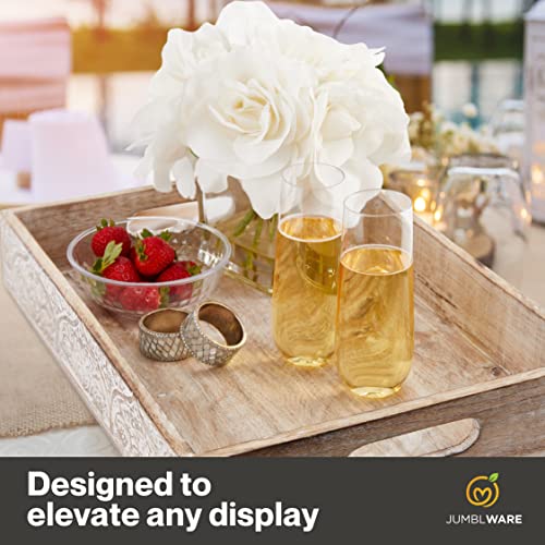 image for JumblWare 24 Stemless Champagne Flutes Heavy-Duty Clear Plastic 9 oz T