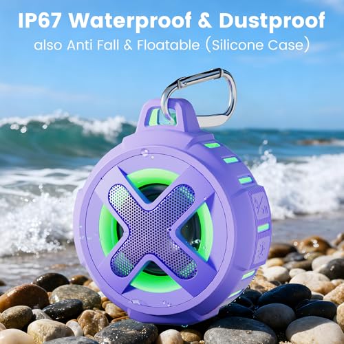 Enceinte de douche Bluetooth portable violette pour écouter la musique sans risquer son téléphone