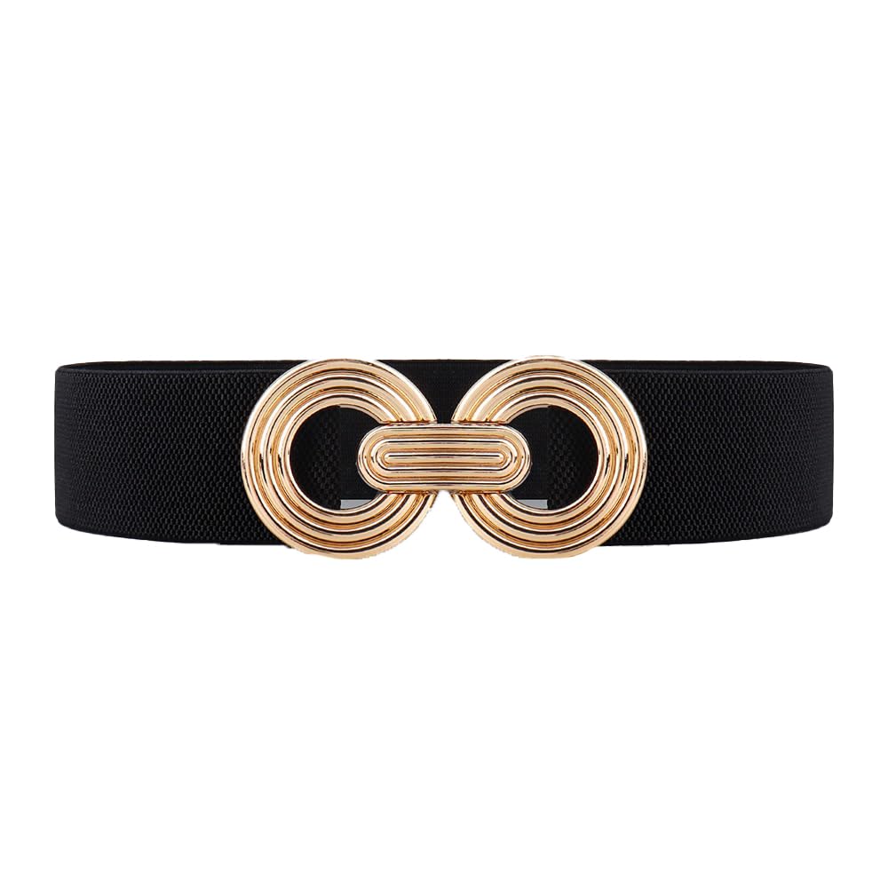 COTIM COYIN Women‘s Wide Elastic Belts with Double Ring Buckle, Stretchy Waist Belt for Dresses