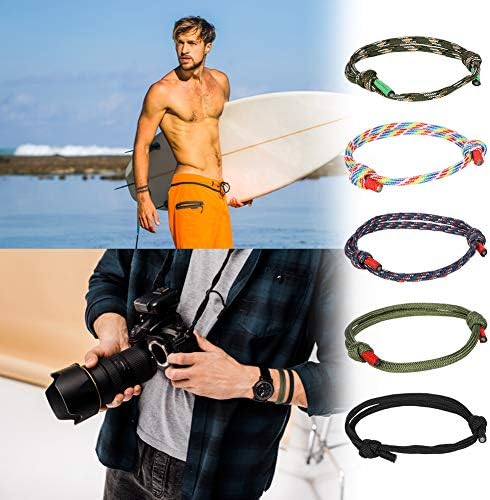 Yumi V Mens Bracelets Nautical Braided Bracelet, 5Pcs Charm Paracord Bracelet Handmade Navy Anchor Rope String Bracelet Woven Wristbands Surfer Bracelet Adjustable Unisex