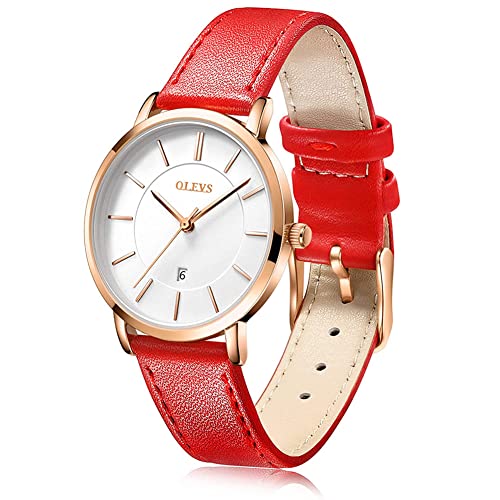 Armbanduhr Damen Lässige Mode wasserdichte Lederarmband Quarz Uhren Geschenke für Frauen Cover