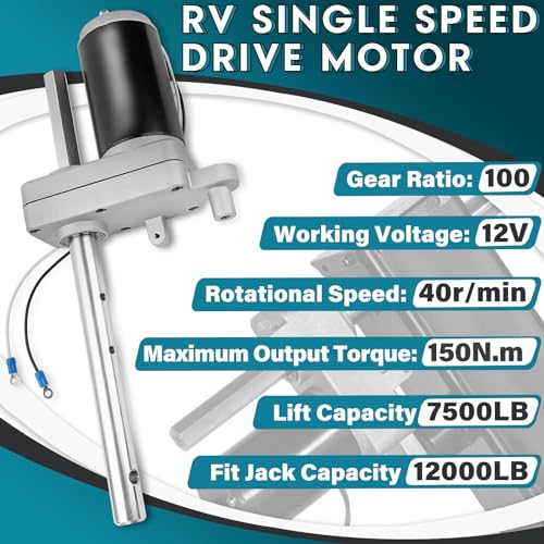 500370 RV Electric Single Speed Drive Motor Compatible with Bulldog Electric Single-Speed Jacks, 12V DC, OE Replace# BD1046130-00, 1824210100, 1046131, 1046130 by Fexhull - Image 3