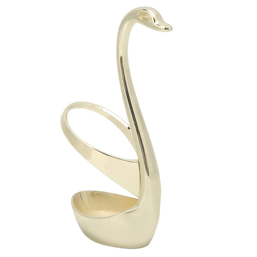 Ejoyous Cucchiaio da caffè Cucchiaio da tè da tè Set da 6 Pezzi con Supporto a Forma di Cigno per le Stoviglie di Ristoranti per Feste in Casa (Golden Cygnus + 6 cucchiai)