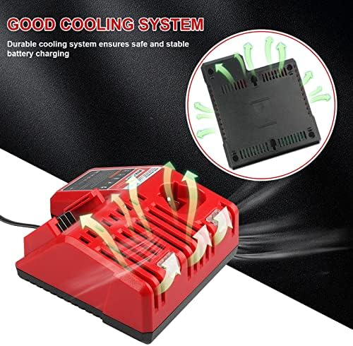 LabTEC M12&M18FC Dual Battery Charger for Milwaukee,12V-18V 90W Charger Replacement for Milwaukee XC 48-59-1812 48-11-1820 48-11-2402 48-11-1840 48-11-1850 48-11-1852 48-11-2401 Li-ion Tool Battery