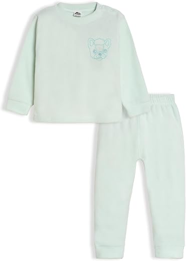 Mi Arcus Solid Fullsleeves Round Neck T shirt with Pyjama Set for Baby Boys Girls Kids