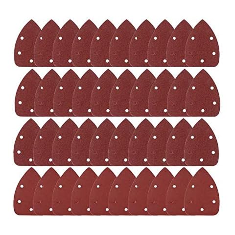 40 Pack Mouse Sanding Sheets Grit Mouse Detail Sander Pads Sandpaper Sheets Discs 140 mm with Five Holes for Polishing 60/80/120/240 Grits Cover