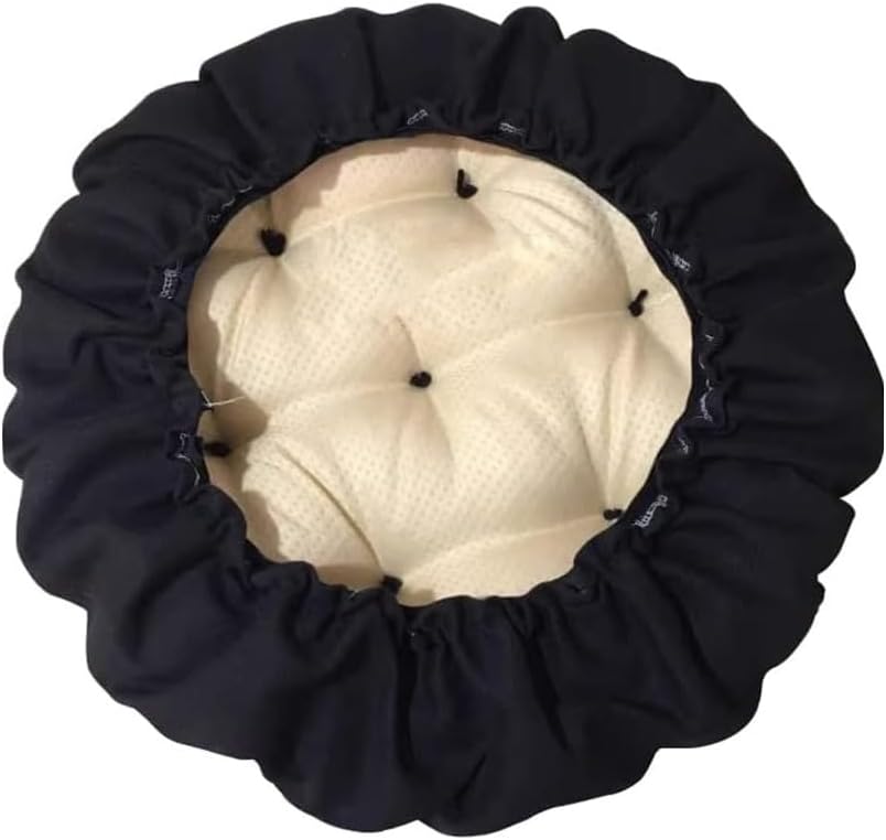 Round Thicken Chair Cushion, Stool Covers Round Bar Stool Seat Cushions Covers Padded with Elastic Bands Anti-Slip Bottom for Wooden Metal Chairs(Black,40cm(16in))