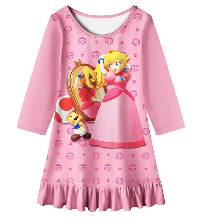 Chemise De Nuit Princesse Fille Dentelle Manches Longues – Pyjama Coton Doux Et Respirant Style Volants Élégant