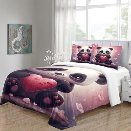 Housse de couette panda imprimé 3D en microfibre douce avec fermeture - 5
