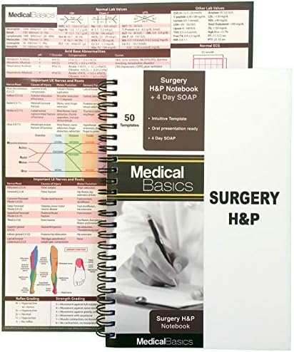 Surgery H&P Notebook with 4 Day SOAP - Medical History and Physical Notebook, 50 Medical templates with Perforations