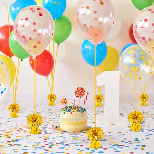 24 PCS Balloon Weights Metallic Anchor, Balloon Holder Heavy Weights with and 1 Roll Iridescent Crimped Ribbon for Balloons Table Party Favor Birthday Decor(Gold) by KVCSYAW - Image 4