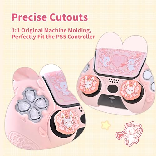 Image of GeekShare PS5 Controller Skin Set,Soft Silicone Protective Cover Case for PS5 Wireless Controller with 2 Thumb Grip Caps and 1 Sticker - Gothic Bunny