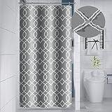 Yimobra Shower Curtain, Small Half Size Stall Shower Curtain 36 x 72 Inch, Geometric Modern & Chic, Textured & Machine Washable with 6 Hooks, Suitable for Narrow Bathroom (Grey)