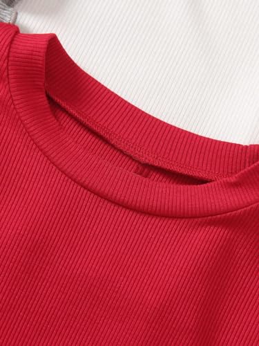 MakeMeChic Girl's 4pack Ribbed Short Sleeve T Shirts Casual Solid Summer Tees3