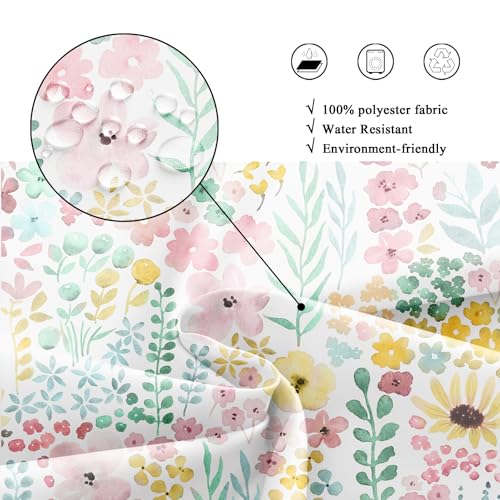Sage Green Floral Cute Boho Watercolor Plants Bathroom Shower Curtain Set by Riyidecor - Used condition - Image 5