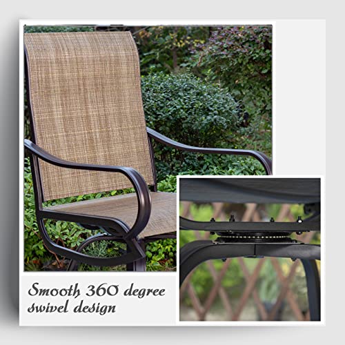 Phi Villa Outdoor Bar Set Patio Swivel Bar Stools High Back Patio Bar Table And Chairs 3 Pieces With 1 Metal Bar Table Patio Dining Set Bar Height For Lawn Garden Backyard Supports 300Lbs #TOP3