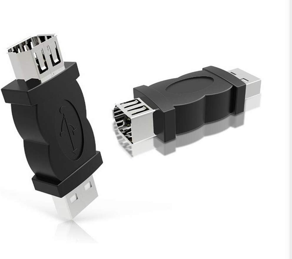 BLK Firewire IEEE1394 Adapter, USB 2.0 Male to Firewire IEEE 1394 6 Pin Female，2PACK