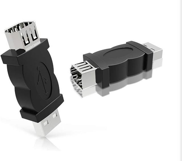 BLK Firewire IEEE1394 Adapter, USB 2.0 Male to Firewire IEEE 1394 6 Pin Female2PACK