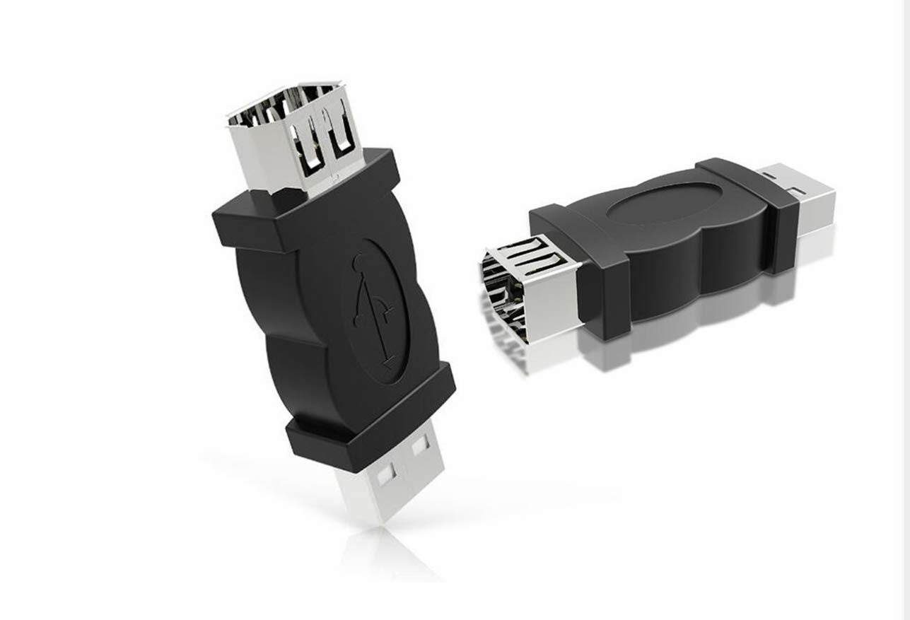 BLK Firewire IEEE1394 Adapter, USB 2.0 Male to Firewire IEEE 1394 6 Pin Female，2PACK