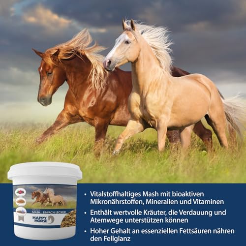 Happy Horse Lieblings Mash für Pferde | 14 kg | Leckeres Mash mit Banane, Kanne Fermentgetreide & Kräutern | Verdauungsfördernd | Getreideaufgeschlossen | Ohne Aufkochen