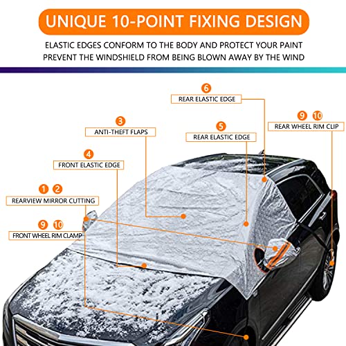 Yonwait 1 Piece Car Windshield Snow Cover, Universal Windshield Ice Cover Protect Windshield And Mirror Covers From Snow, Ice, Frost And Sun Shade Silver #08 (73.7"*66.5") #TOP1