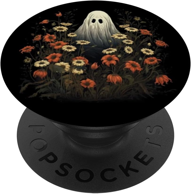 Halloween Costume Vintage Floral Ghost Pumpkin Funny Graphic PopSockets MagSafe PopGrip for iPhone