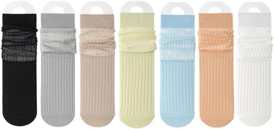 JSEIAJB Pile up Socks for Girls Lightweight Sports Thin Mid Tube Sweat Wicking Socks