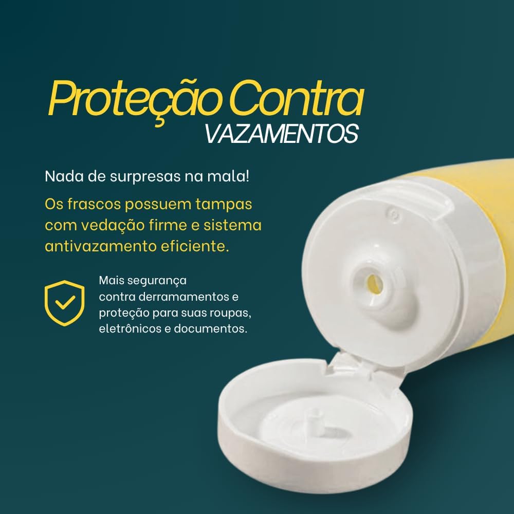 Kit de Frascos para Viagem 60ml 3 Peças Porta Shampoo Sabonete Creme Antivazamento Compacto Reutilizável Fácil de Usar Seguro Cosméticos Kit de Frascos para Viagem 60ml 3 Peças Porta Shampoo Sabonete Creme Antivazamento Compacto Reutilizável Fácil de Usar Seguro Cosméticos