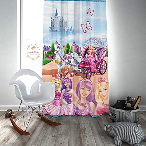 Image of Polyester 3D Digital Printed Beautiful Kids Cartoon Room Curtains | Kids Curtains for Kids Room | Nursery Curtains (Design-Jasmine, 4x7 Ft-Door-1 Piece)