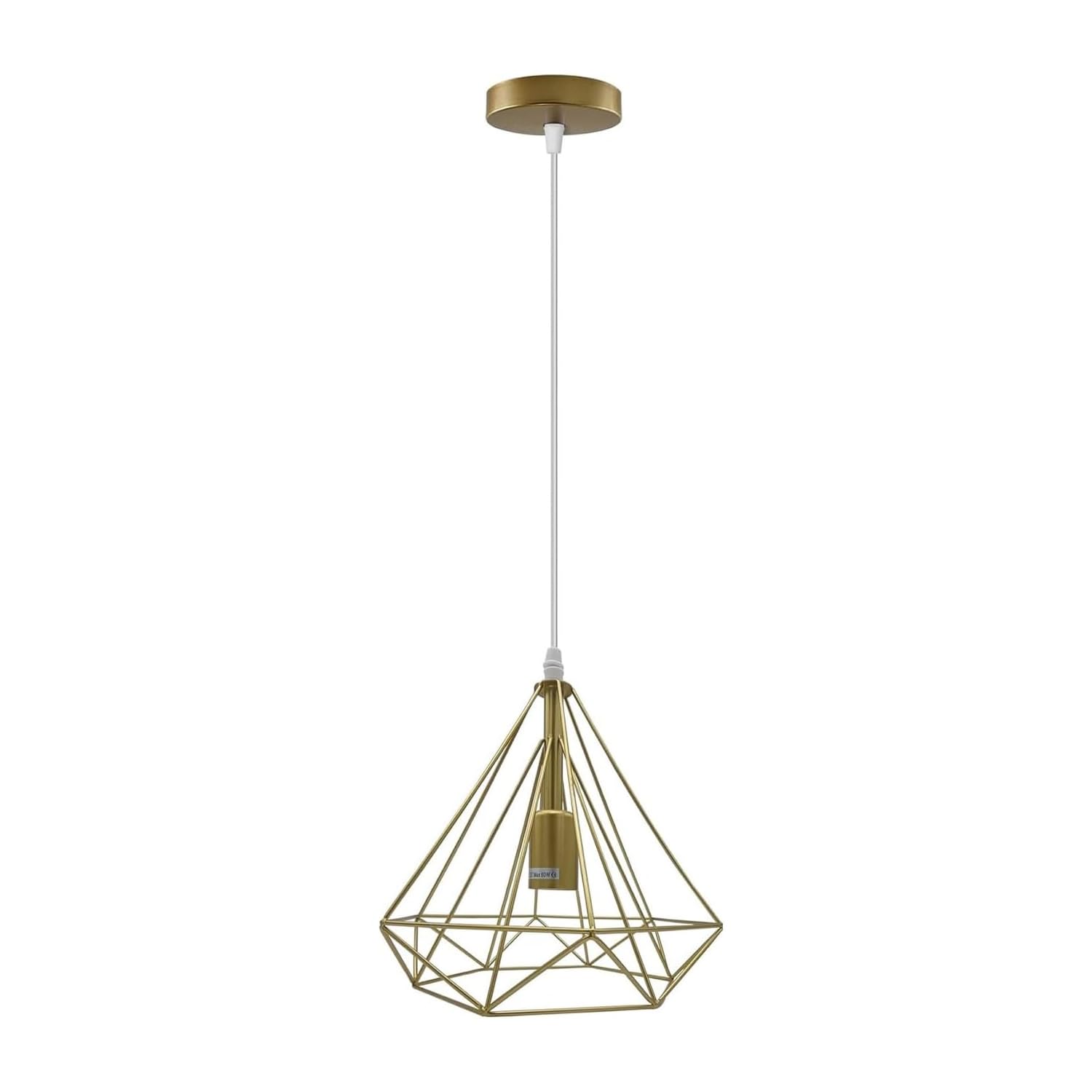 LEDSone Industrial Gold Ceiling-Pendant Light Diamond Wire Cage Hanging Adjustable Indoor Lighting for Conservatory Dining Room Foyer Garage Guestroom (Without Bulb, 1 Pack)