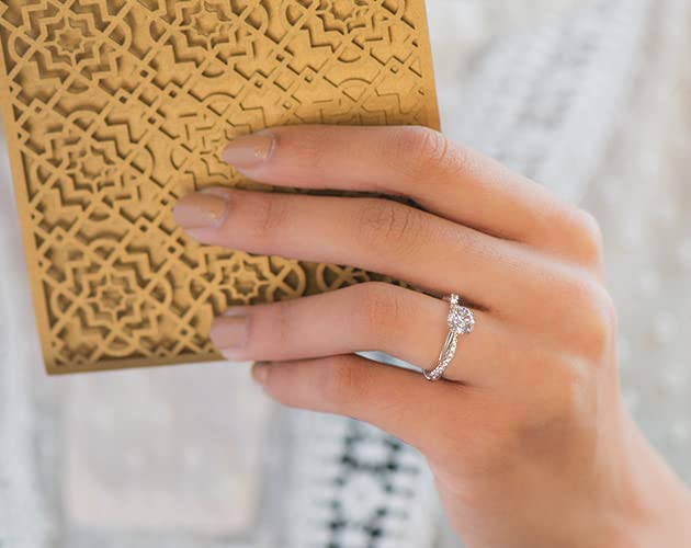 Bridal Set 1 Carat Center Twisting Infinity Pave Set Moissanite Engagement Rings for Women Platinum Plated Silver4