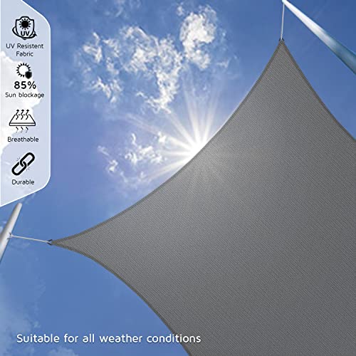 Image of HIPPO Shade Sail 9.5 Feet X 5 Feet Sun Shade 85% UV Block for Canopy Cover, Outdoor Patio, Garden, Pergola, Balcony Tent (Grey-Black)