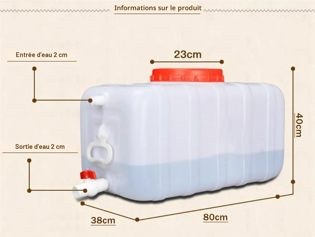 Jericane eau 50L/96L/150L Réservoir En Matière Plastique De Qualité Alimentaire Des Ménages Surdimensionné Baignoire épaisse De L'eau Du Réservoir Rectangulaire Horizontal Extérieur Grand R(Size:150L)