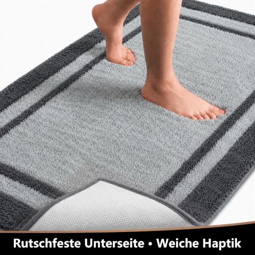 SFLXO Badematte, Rutschfester Badezimmerteppich, 120 x 70 cm, Grau – Ansicht 5