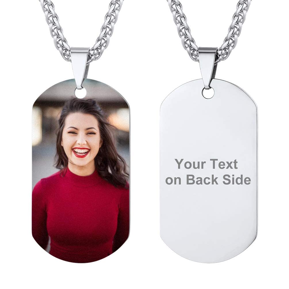 PROSTEELColgante Chapa Militar Personalizado, Puede Poner Nombre Alergia Tel. Foto y Grabados, Collar Dog Tag Identificativo