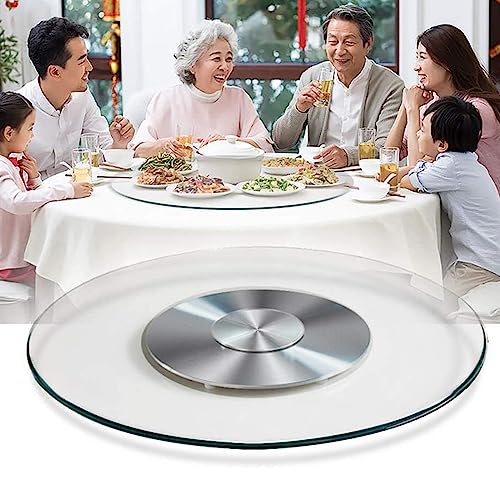 DETMOL Piatto Girevole Lazy Susan in Vetro Contemporaneo,Vassoio Girevole da 60-90 cm Vassoio Girevole Rotondo in Vetro temperato Perfetto per Case e ristoranti,90 cm